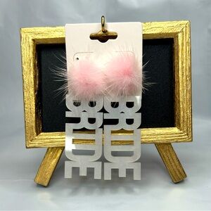 NEW BRIDE Earrings! White acrylic letters with Pink Poms on posts. Lightweight